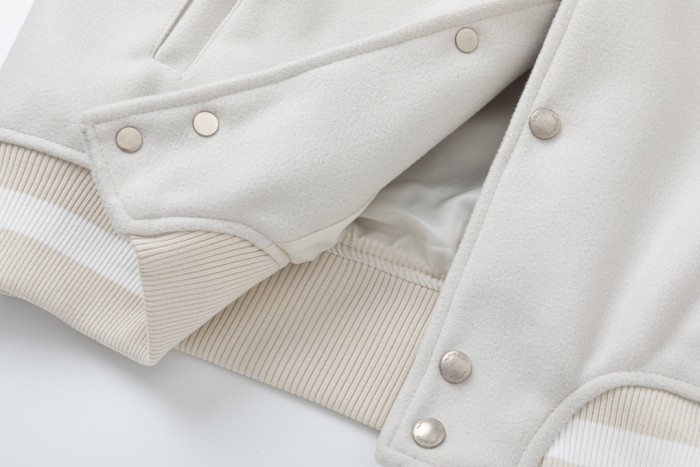 Off-White Embroidered Patchwork Leather White Jacket