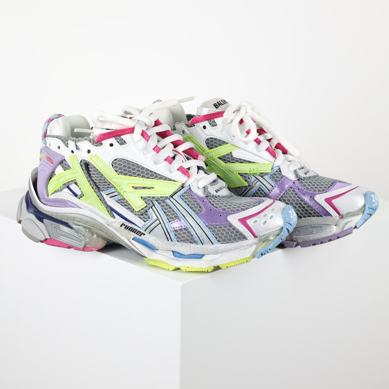 Balenciag* Runner Sneaker 'Grey Light Purple Neon Yellow'