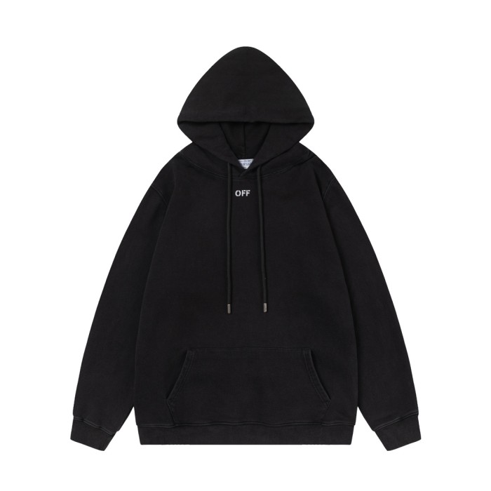 Off-White 24SS new colorful portrait oil painting washed hoodie Black