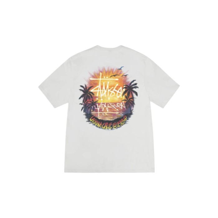 Stussy SS24 Palm Tree Sunset Print Crew Neck T-shirt
