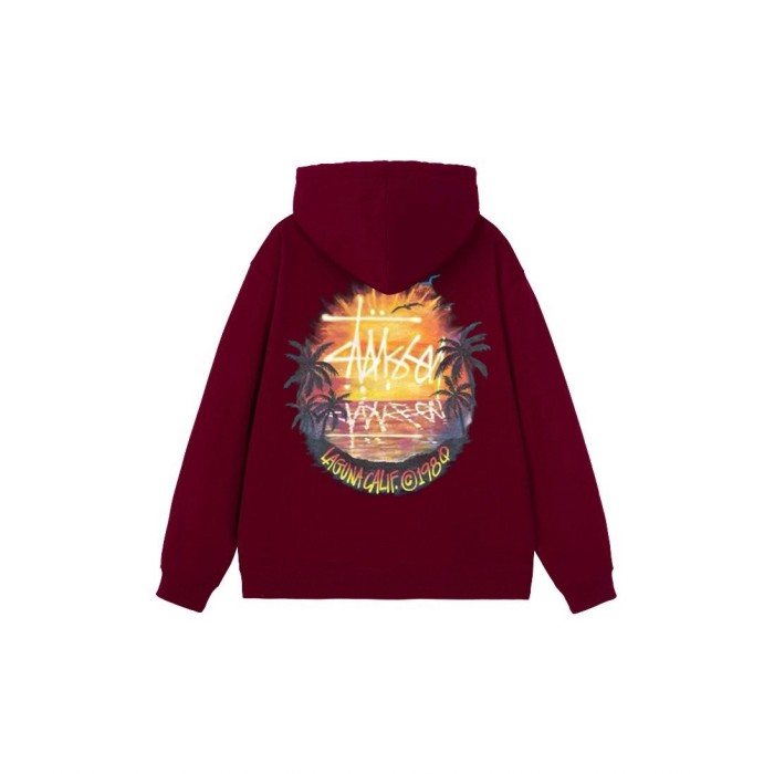 Stu$$y SS24 sunset palm tree scenic graphic print hoodie