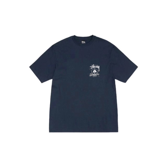 Stussy Letter & Skull Print Casual Crew Neck T‑shirt
