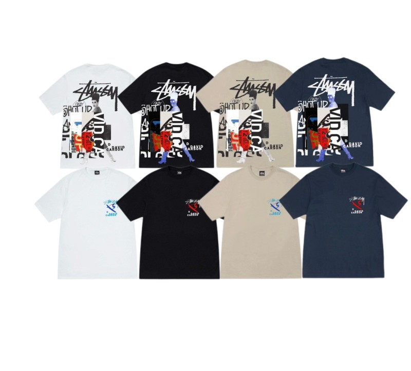 Stussy x David Carson Back Print Logo Crew Neck Short Sleeve T-shirt