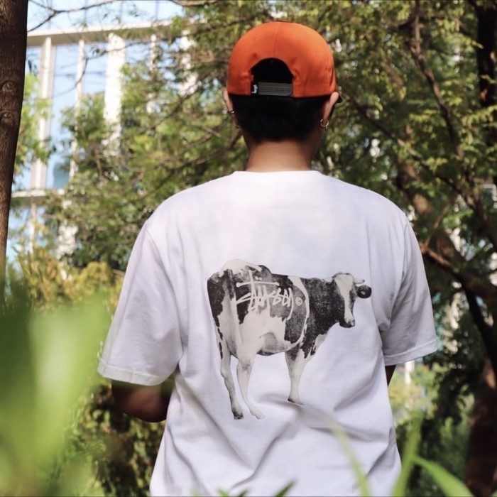 Stussy SS24 Cow Animal Print Drop Shoulder Crew Neck T-shirt