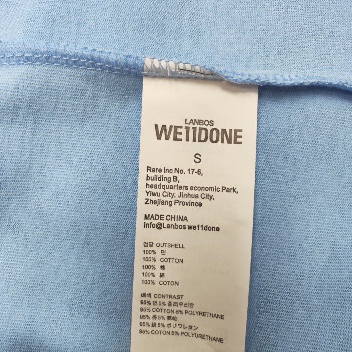 WE11D0NE Embroidered Logo Simple Color T-Shirt