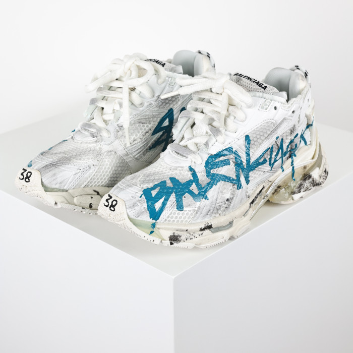 Balenciag* Runner Graffiti White Blue