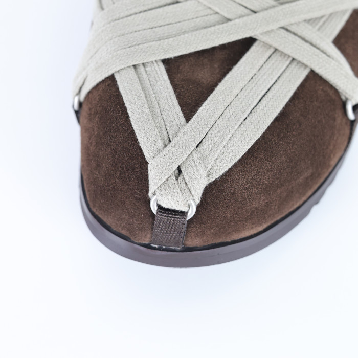 R!ck Owens Concordians Megalace Suede Leather Mule Granola
