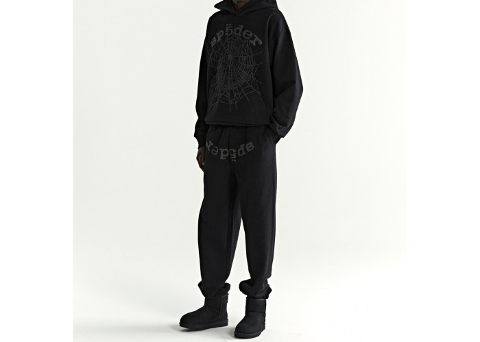 Sp5der OG Web V2 Rhinestone Zip Up Hoodie Black