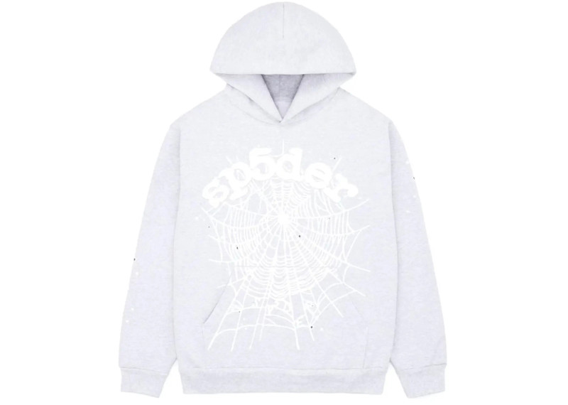 Sp5der OG Rhinestone Logo Hoodie White