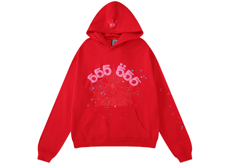 Sp5der Worldwide Red Angel Number 555 Hoodie Red