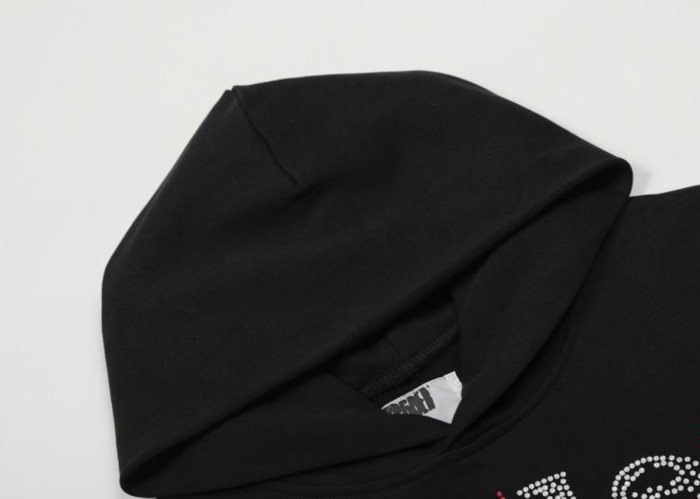 Sp5der OG Rhinestone Logo Hoodie Black