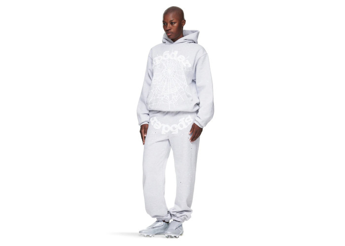 Sp5der OG Rhinestone Logo Hoodie White