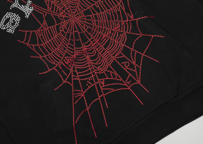 Sp5der OG Rhinestone Logo Hoodie Black