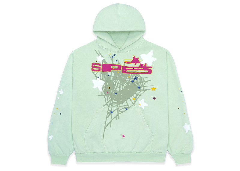 Sp5der Hoodie YoungThug Web Mint Green