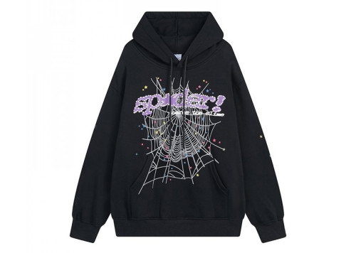 Sp5der Young Thug Web Hoodie Black and Purple
