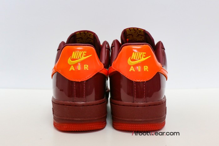 Nike Air Force 1 Low  Patent Leather Dark Team Red Safety Orange