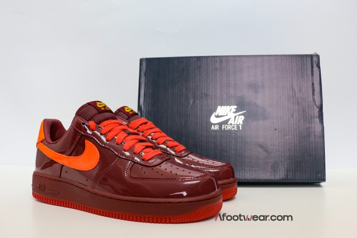 Nike Air Force 1 Low  Patent Leather Dark Team Red Safety Orange