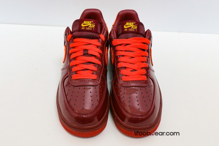 Nike Air Force 1 Low  Patent Leather Dark Team Red Safety Orange