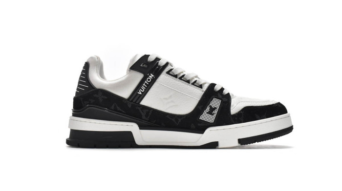 Lou1s Vuitt0n Trainer Black and White Cloth Cover