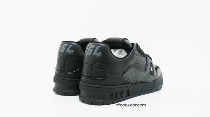 Louis Vuitton Calfskin Monogram Eclipse Mens LV Trainer Sneakers 8 Black