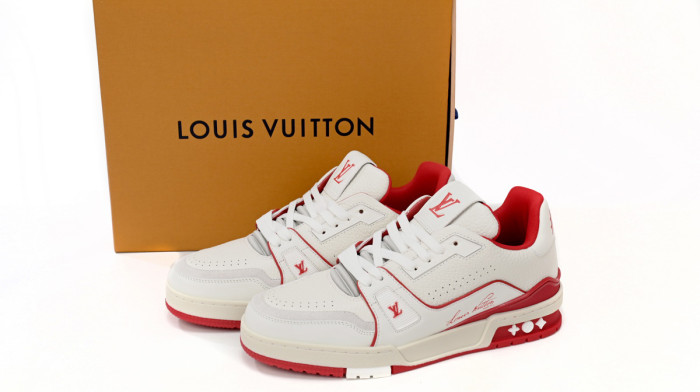 Louis Vuitton Trainer All Blue White Red Lychee Pattern