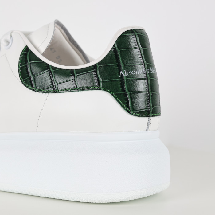 Alexande* McQuee* Oversized Sneaker 'White Forest Green Crocodile'