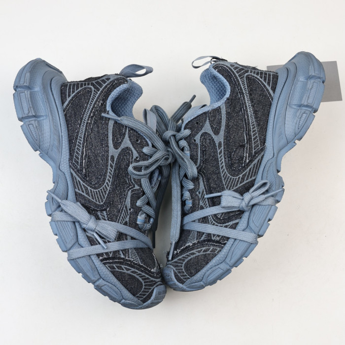 Balenciaga 3XL Distressed lace-up Sneakers Blue