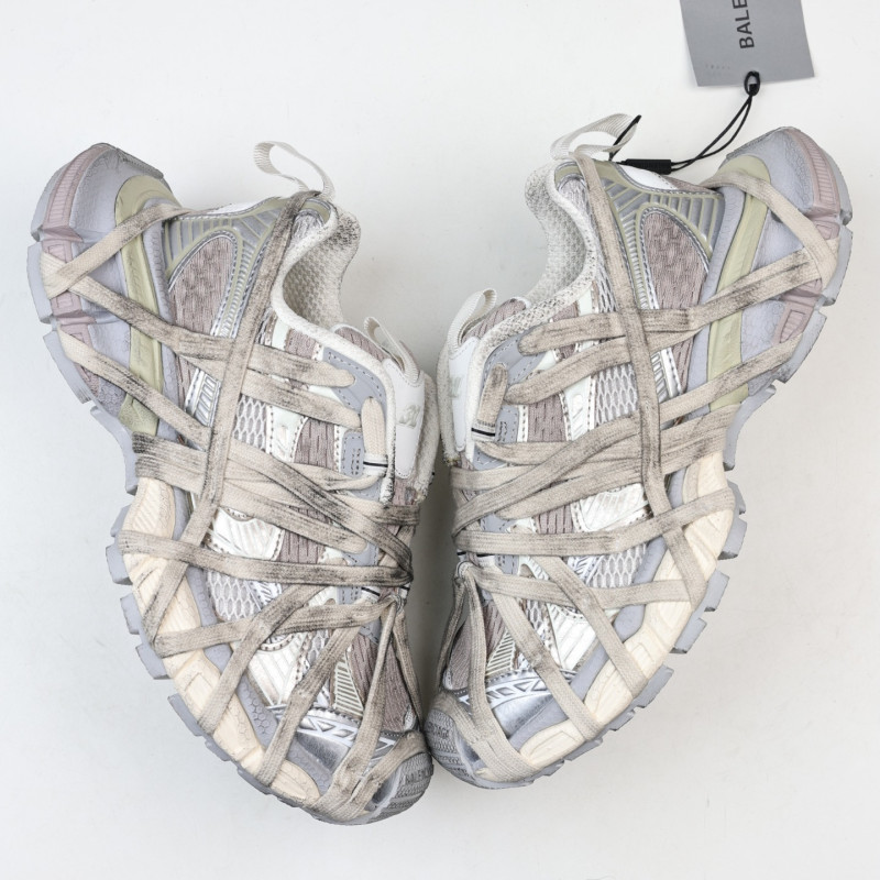 Balenciaga Gray & Off-White 3XL Fishnet Sneakers