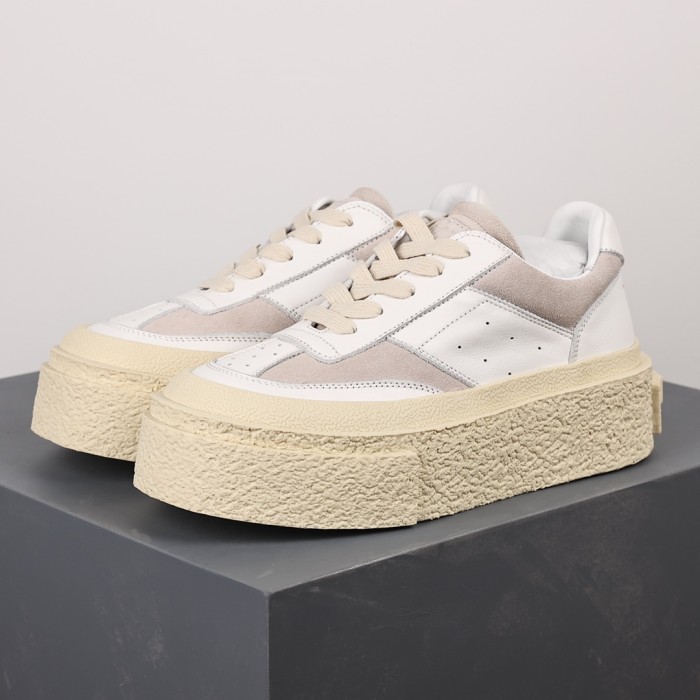 Maison Margiela MM6 Panelled Platform Sneakers ‘White Silver Birch’.