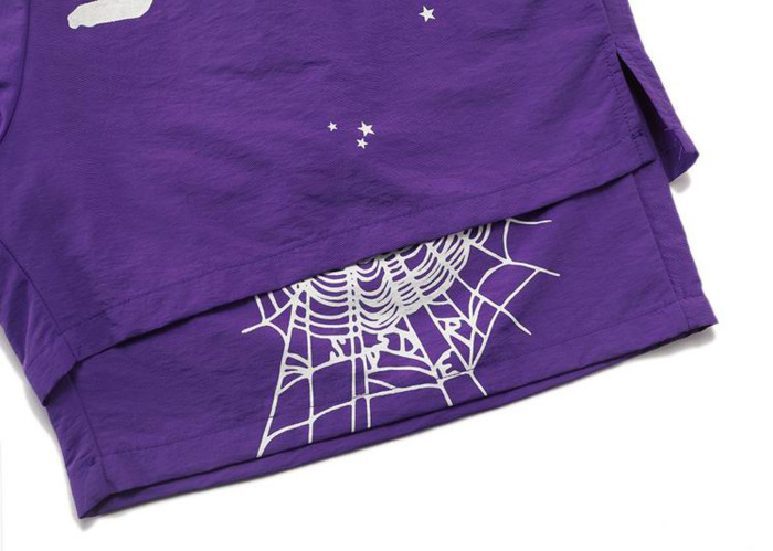 Sp5der OG Web Double Layer Short Purple White