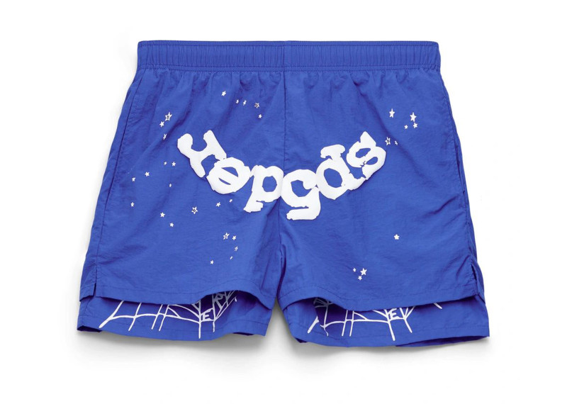Sp5der OG Web Double Layer Short Blue White