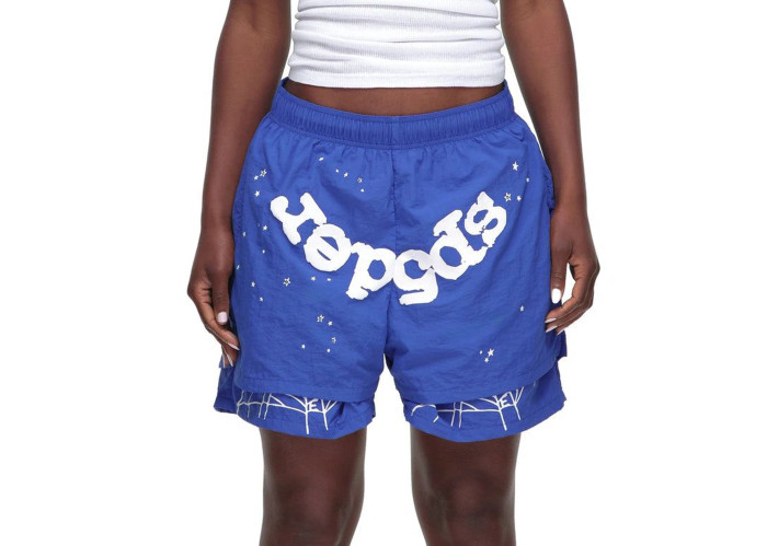 Sp5der OG Web Double Layer Short Blue White