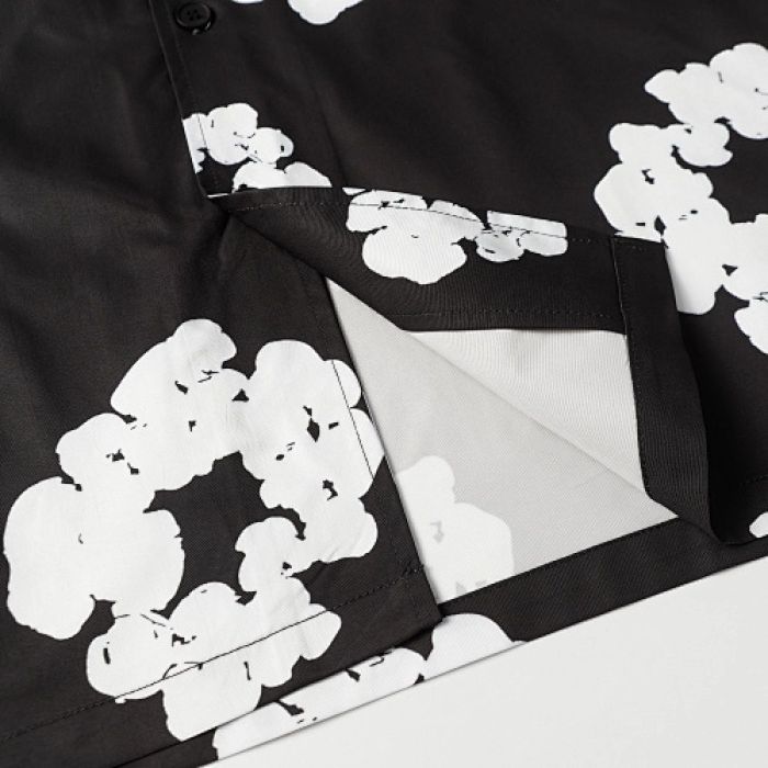 Denim Tears White Cotton Wreath Short-Sleeve Shirt Black