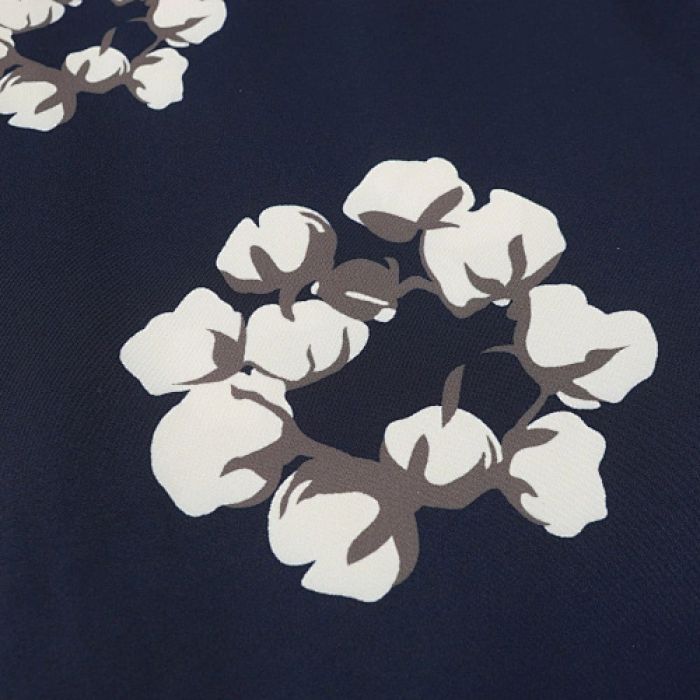 Denim Tears White Cotton Wreath Short-Sleeve Shirt Navy