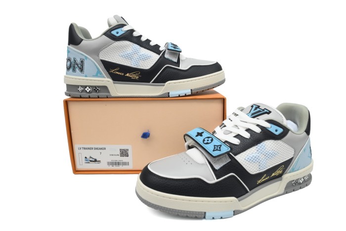 Louis Vuitton LV Trainer Monogram Strap Black and Blue