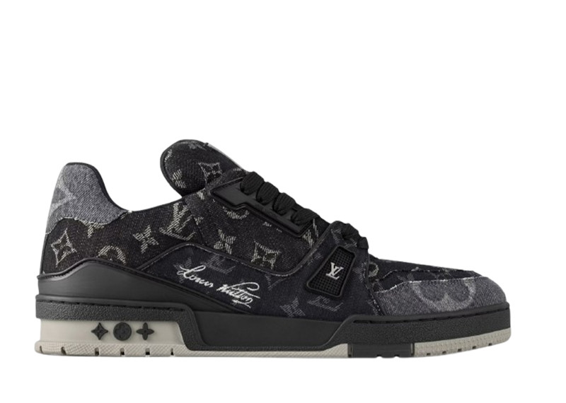 Louis Vuitton Trainer Sneaker Black Grey Denim