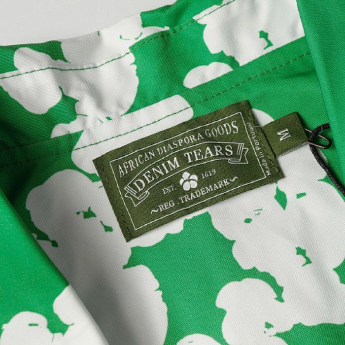 Denim Tears White Cotton Wreath Short-Sleeve Shirt-386 Green