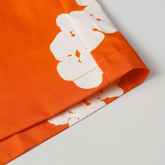 Denim Tears White Cotton Wreath Short-Sleeve Shirt-386 Orange