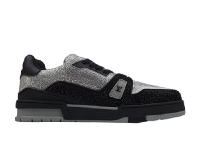 Louis Vuitton Trainer Black Silver Diamond