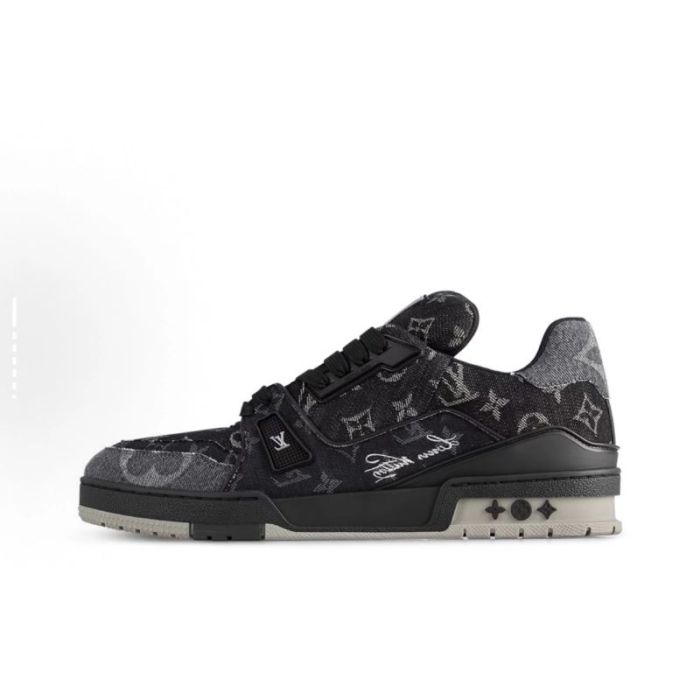 Lou1s Vuitt0n Trainer Sneaker Black Grey Denim
