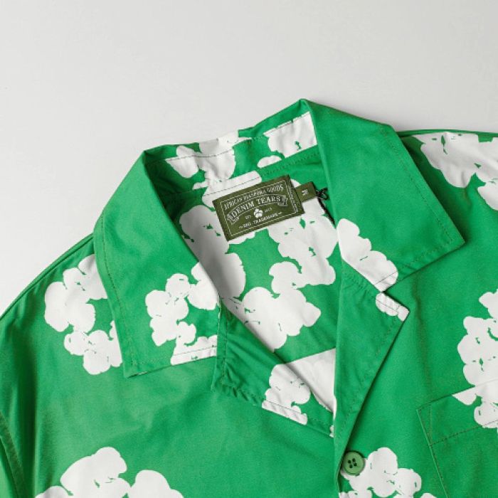 Denim Tears White Cotton Wreath Short-Sleeve Shirt-386 Green
