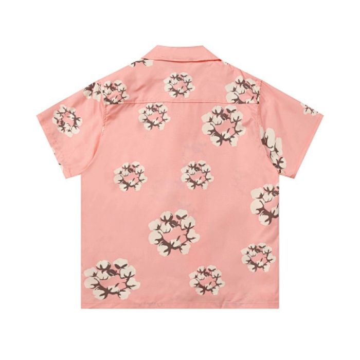 Denim Tears White Cotton Wreath Short-Sleeve Shirt Pink