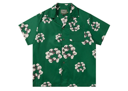 Denim Tears White Cotton Wreath Short-Sleeve Shirt Green