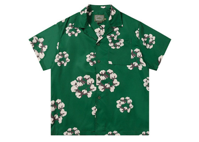 Denim Tears White Cotton Wreath Short-Sleeve Shirt Green