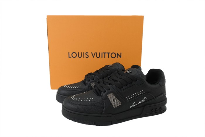 Lou1s Vuitt0n Trainer Sneaker(NFC Chip Edition)Black Calf Leather