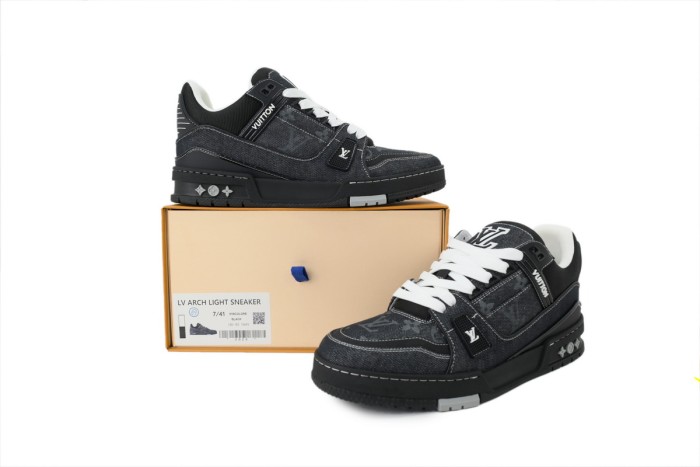 Louis Vuitton Trainer Sneaker(NFC Chip Edition)Black Denim Fabric