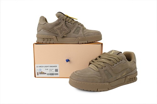Lou1s Vuitt0n Trainer Sneaker(NFC Chip Edition)Taupe Brown Damier Embossed
