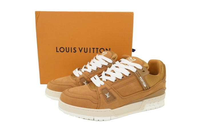 Lou1s Vuitt0n Trainer Brown Skin With White Background