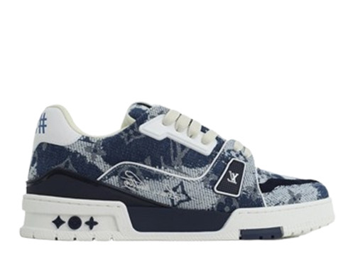 Louis Vuitton Trainer Sneaker(NFC Chip Edition)Blue Denim Fabric