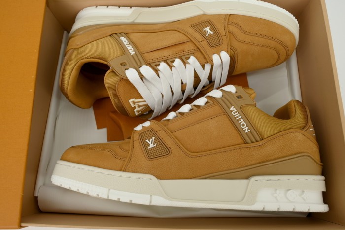 Lou1s Vuitt0n Trainer Brown Skin With White Background